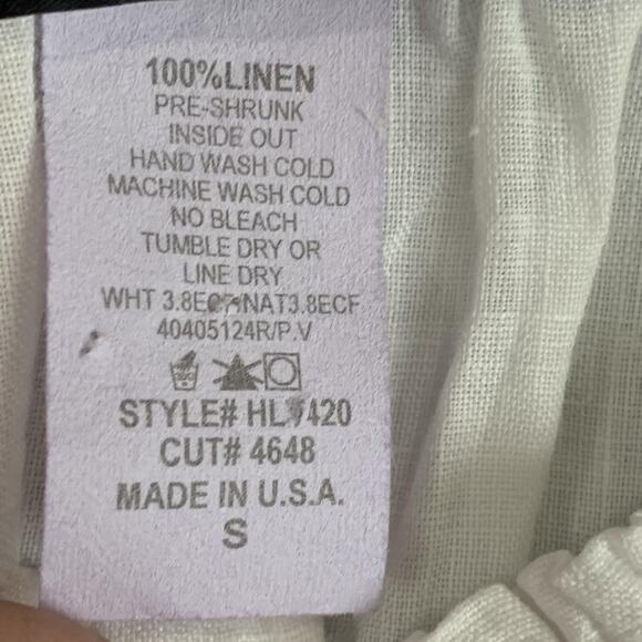 Match Point Linen Top Womens Small White Button Front Ruffle Blouse USA - Picture 6 of 6